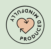 Icône Mindfully Produced avec un cœur et une flèche symbolisant une production responsable.