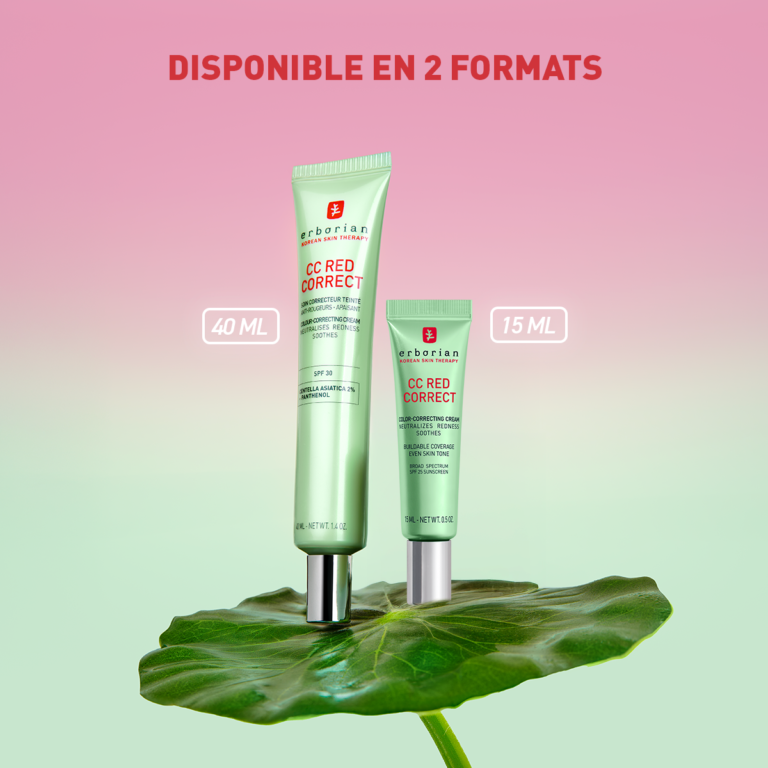 CC Red Correct Erborian soin teinté correcteur anti-rougeurs en deux formats