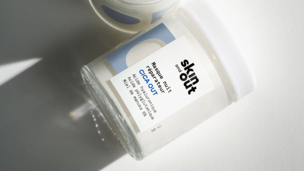 Packaging du masque de nuit réparateur Skin and Out CICA OUT