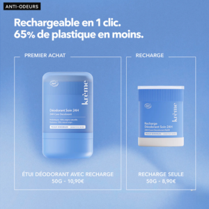 Déodorant Krème rechargeable avec réduction de plastique packaging écologique