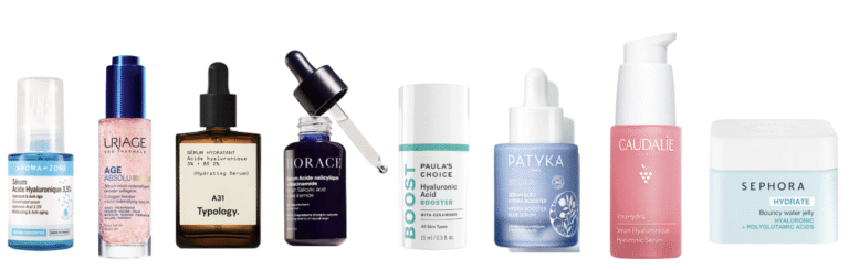produits skincare contenant de l'acide hyaluronique serum creme hydratante